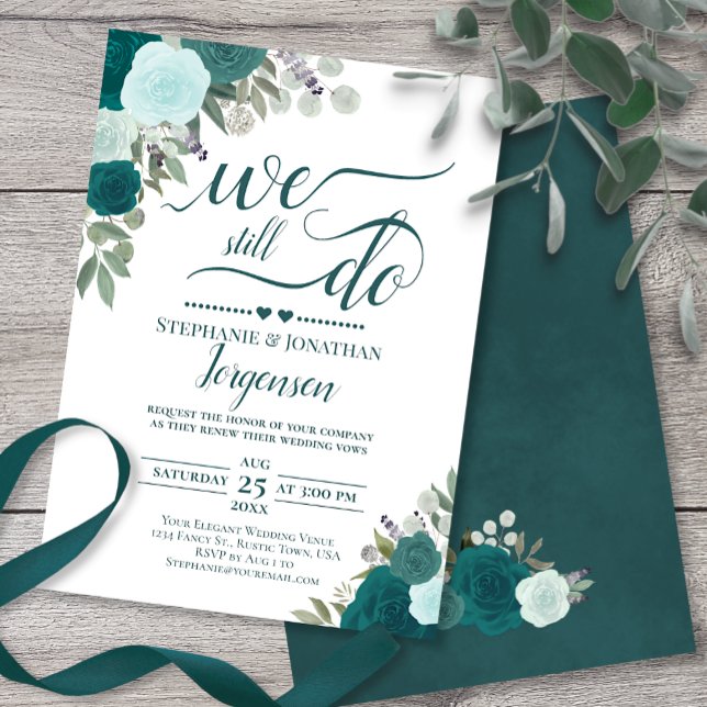 Invitación Elegantes Rosas Verde azulados del Boho Todavía Ve (Subido por el creador)