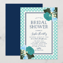 Invitación Elegantes Rosas Verde azulados Floral Bridal Showe