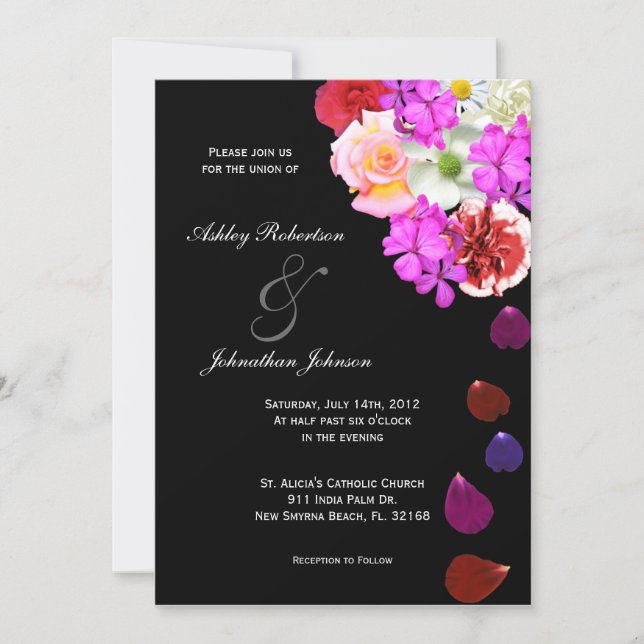 Invitación Elegantes Rosas y bodas multicolores en (Anverso)