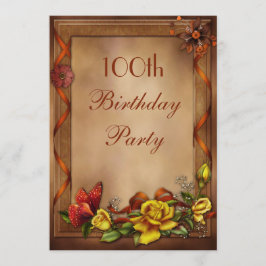 Invitación Elegantes Rosas y fiesta de cumpleaños número 100
