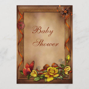 Invitación Elegantes Rosas y mariposas Baby Shower