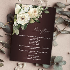 Invitación Elegantes Rosas y recepción de la boda borgoñona o