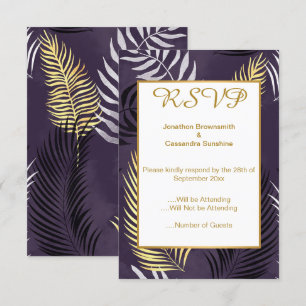INVITACIÓN ELEGANTES RSVP FLORALES HAWAIANOS DE COLOR PURPURA