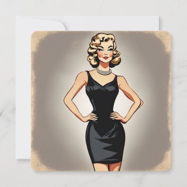 Invitación Elegantes saludos del LBD: Versátil y elegante (Anverso)