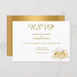 INVITACIÓN ELEGANTES SIMPLES ORO FLORAL ORO RSVP