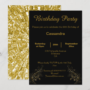 INVITACIÓN ELEGANTES SOBRES DE ORO METÁLICO NEGRO PERSONALIZA