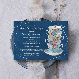 Invitación Elegantes teacups Bridal Shower Tea Fiesta