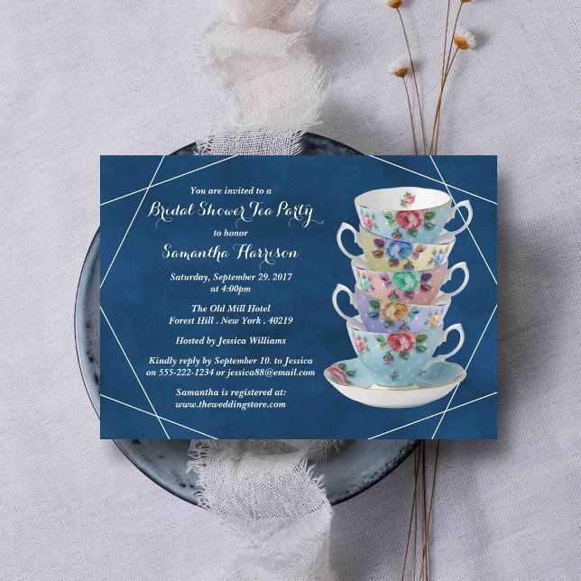 Invitación Elegantes teacups Bridal Shower Tea Fiesta (Subido por el creador)