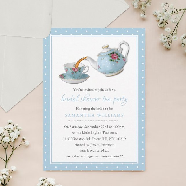 Invitación Elegantes teacups Bridal Shower Tea Fiesta (Subido por el creador)