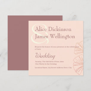 Invitación Elegantes tonos cálidos rosados de tierra Ginkgo B