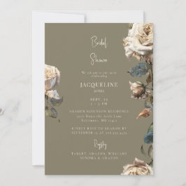Invitación Elegantes tonos cálidos Rosas secos blancos ducha 