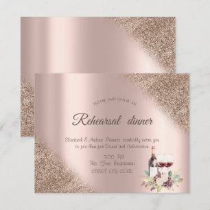 Invitación Elegantes uvas de vino Rosa Purpurina de oro