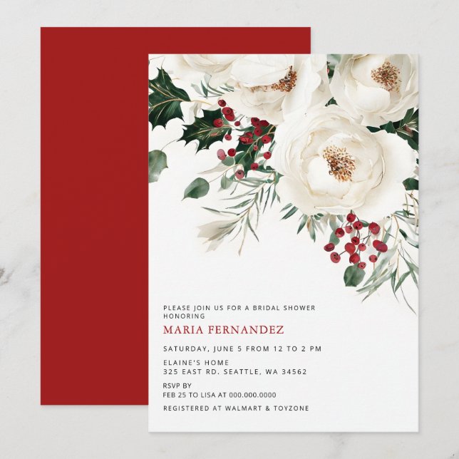 Invitación Elegantes vacaciones de invierno Navidades ducha d (Anverso / Reverso)
