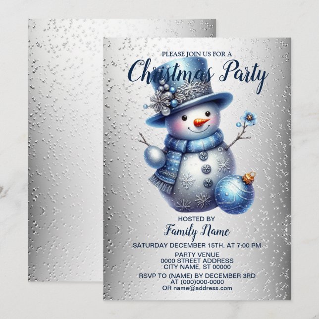 Invitación Elegantes vacaciones de invierno para Navidades de (Anverso / Reverso)