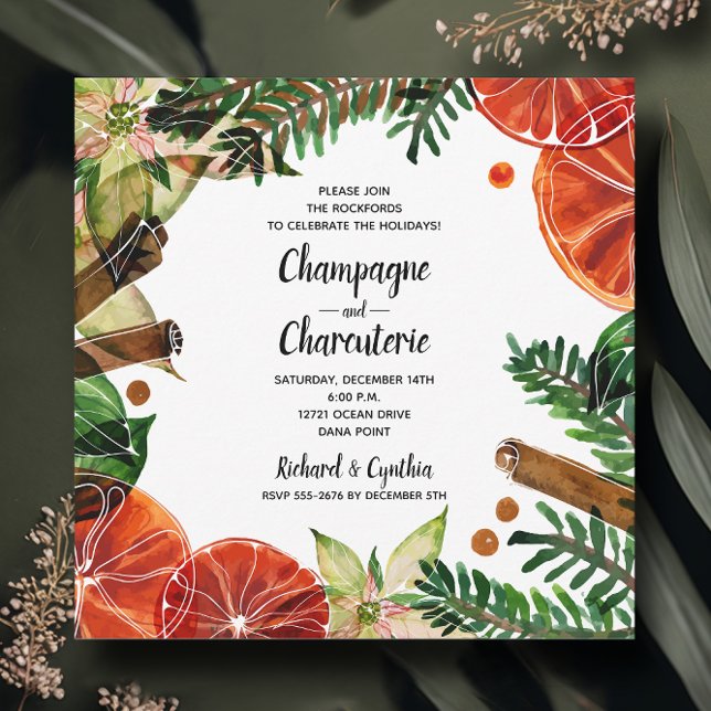 Invitación Elegantes vacaciones de Navidades florales (Subido por el creador)