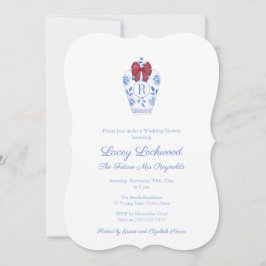 Invitación Elegantes Vacaciones Rojo Algo Azul Ducha Bridal