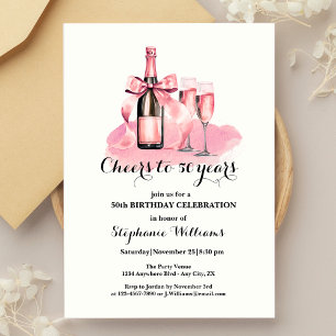 Invitación Elegantes vítores a 50 años Champagne 50 cumpleaño