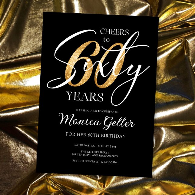 Invitación Elegantes vítores a sesenta | 60 Aniversario del O (Subido por el creador)