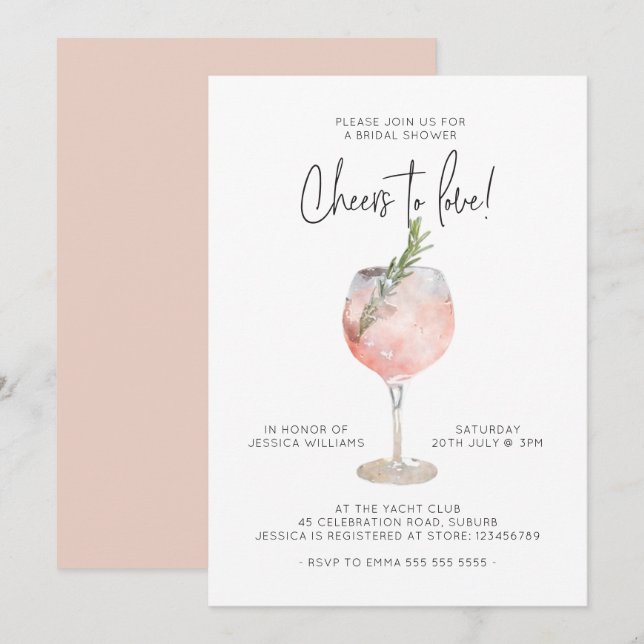 Invitación Elegantes vítores rosados para amar a la ducha de  (Anverso / Reverso)