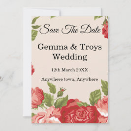Invitación Elegantes y románticas, rosas rojas Salvan la fech