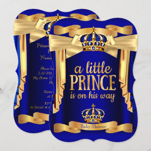 Invitación Elegantísima ducha de bebé del Príncipe Azul Real 