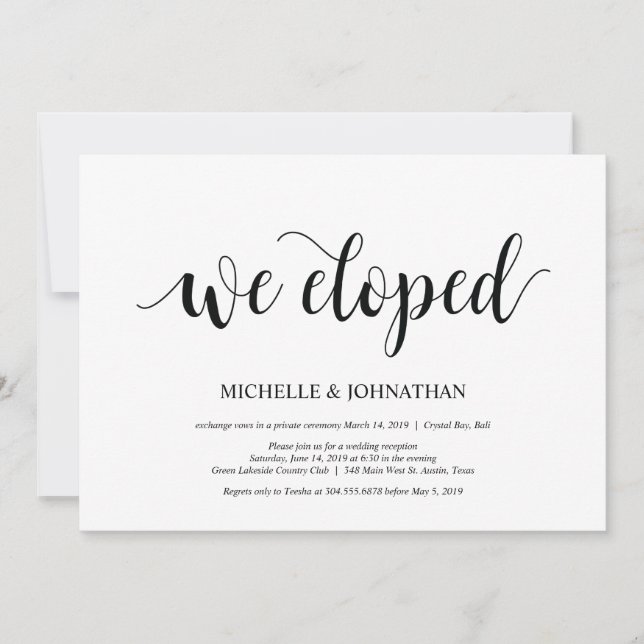 Invitación Elegimos, Boda Elopement Invita (Anverso)