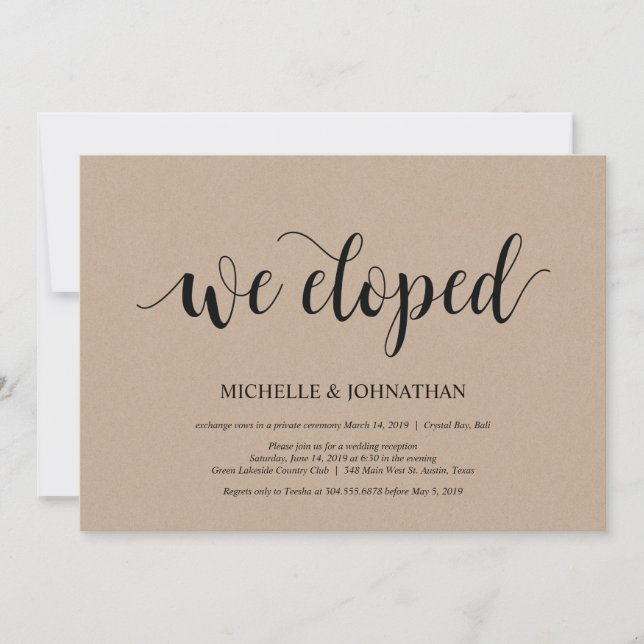 Invitación Elegimos, Boda Elopement Invita (Anverso)