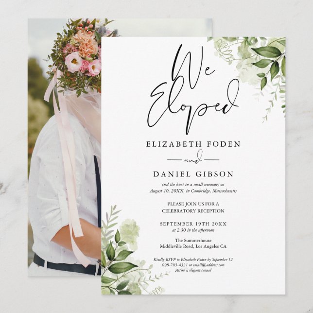 Invitación Elegimos la fiesta de matrimonio de la foto de la  (Anverso / Reverso)