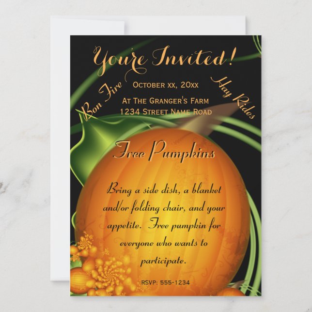 Invitación Elegir un Fiesta De Calabaza (Reverso)