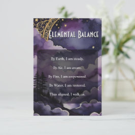 Invitación Elemental Balance Pagan Prayer Pocket Ritual Card