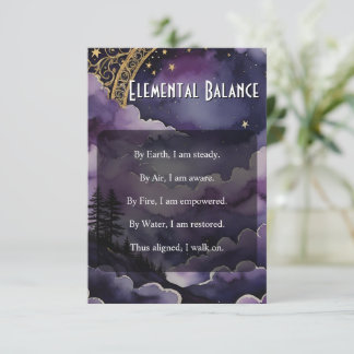 Invitación Elemental Balance Pagan Prayer Pocket Ritual Card