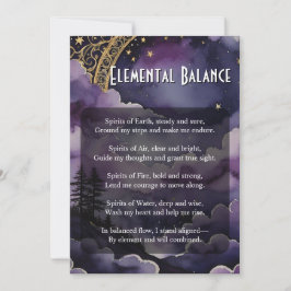 Invitación Elemental Balance Pagan Prayer Ritual Card