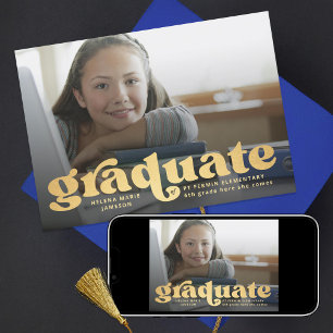 Invitación Elemental Retro Gold Photo