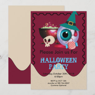 Invitación elemento divertido lindo de Halloween