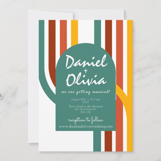 Invitación Elemento Groovy de 70 con Boda QR (Anverso)