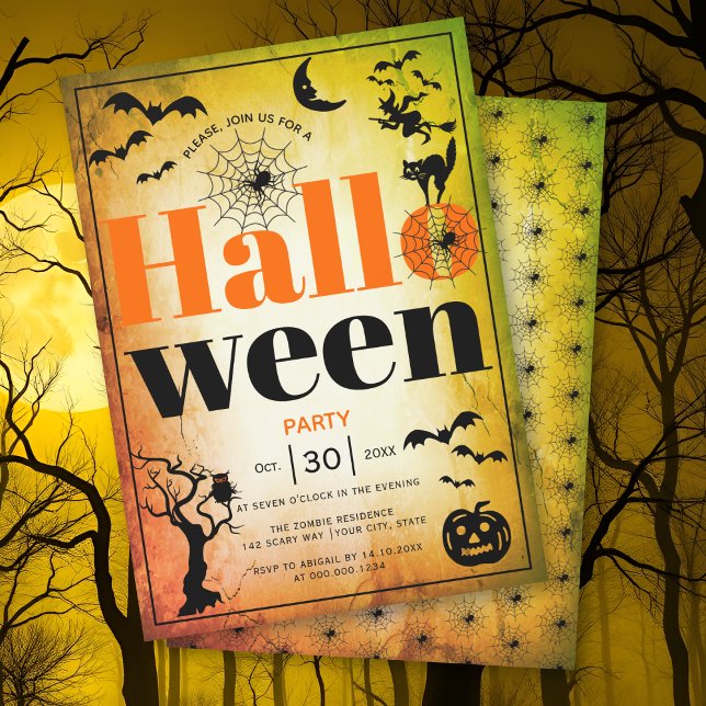 Invitación Elementos de la cosecha naranja adulto fiesta Hall (Subido por el creador)