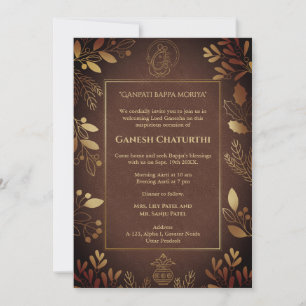 Invitación Elementos dorados de Ganesh Chaturthi Puja