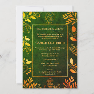 Invitación Elementos dorados de Ganesh Chaturthi Puja