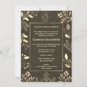 Invitación Elementos dorados de Ganesh Chaturthi Puja