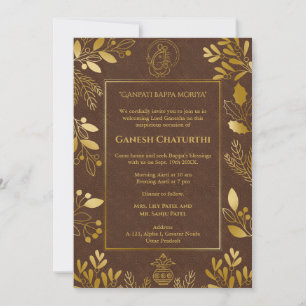 Invitación Elementos dorados de Ganesh Chaturthi Puja