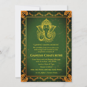 Invitación Elementos dorados de Ganesh Chaturthi Puja Roya