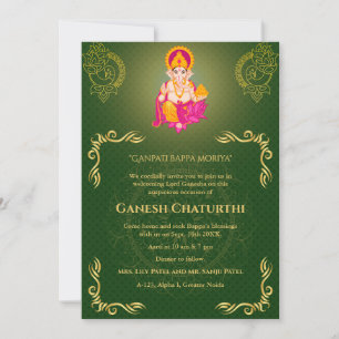 Invitación Elementos dorados de Ganesh Chaturthi Puja Roya