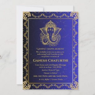 Invitación Elementos dorados de Ganesh Chaturthi Puja Roya