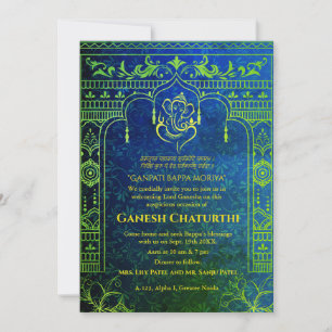Invitación Elementos dorados de Ganesh Chaturthi Puja Roya