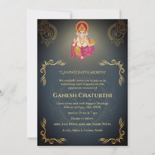 Invitación Elementos dorados de Ganesh Chaturthi Puja Roya