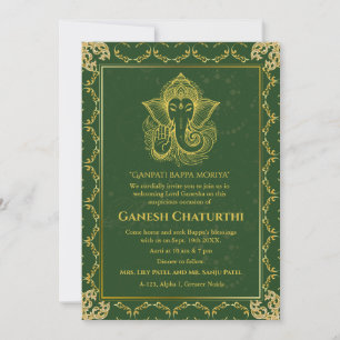 Invitación Elementos dorados de Ganesh Chaturthi Puja Roya