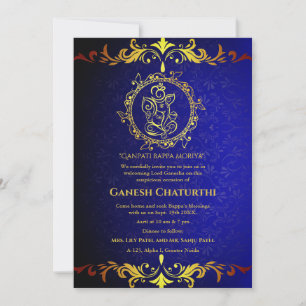 Invitación Elementos dorados de Ganesh Chaturthi Puja Roya