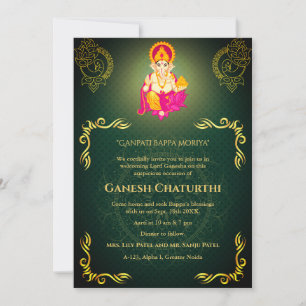 Invitación Elementos dorados de Ganesh Chaturthi Puja Roya
