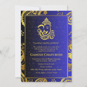 Invitación Elementos dorados de Ganesh Chaturthi Puja Roya
