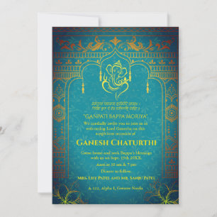 Invitación Elementos dorados de Ganesh Chaturthi Puja Roya